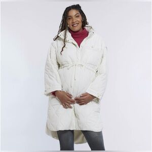 NWT Motherhood maternity cream lightweight puffer jacket, size small